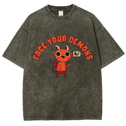 Face Your Demons Vintage Distressed T-shirt