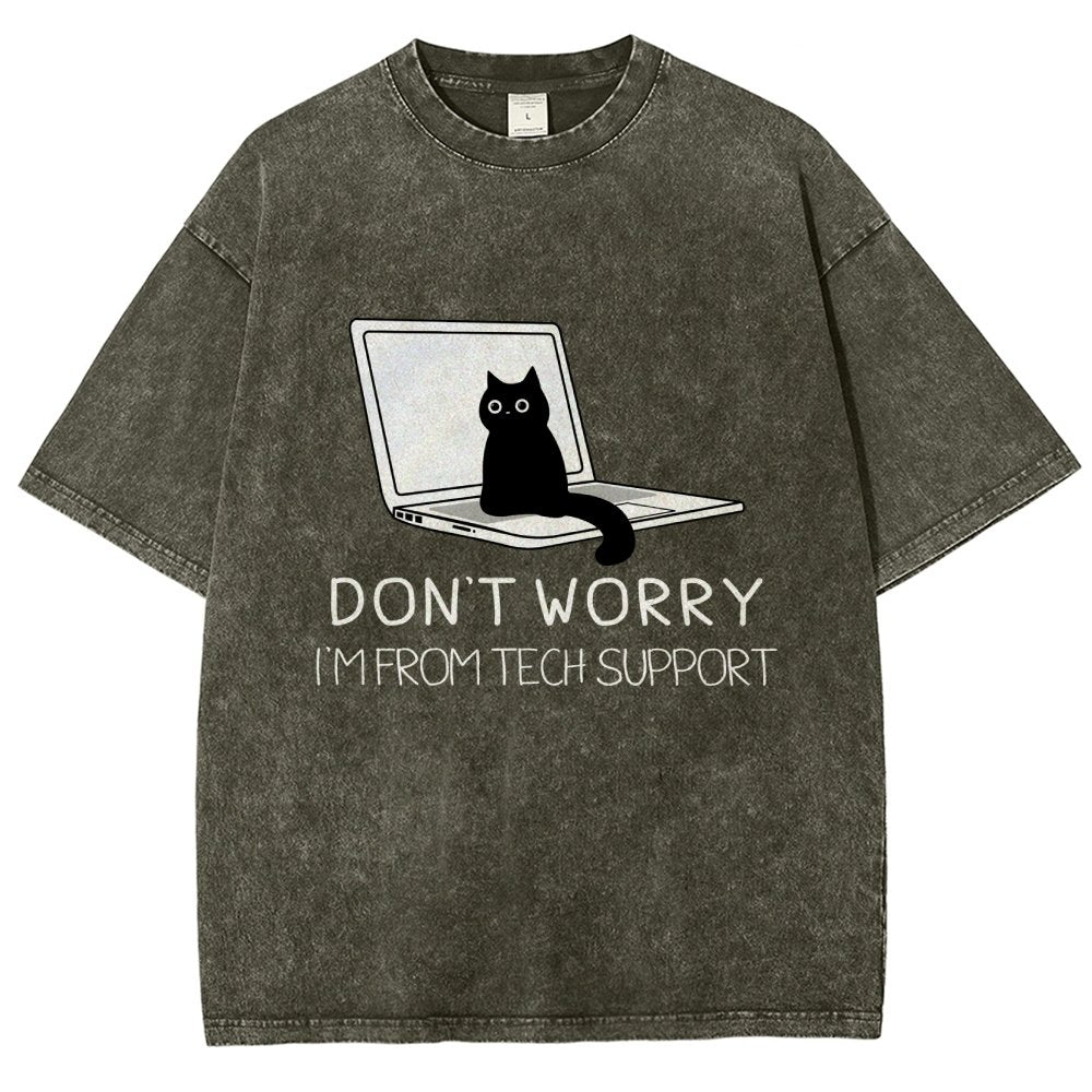Funny Cat Tech Support  Vintage Distressed T-shirt