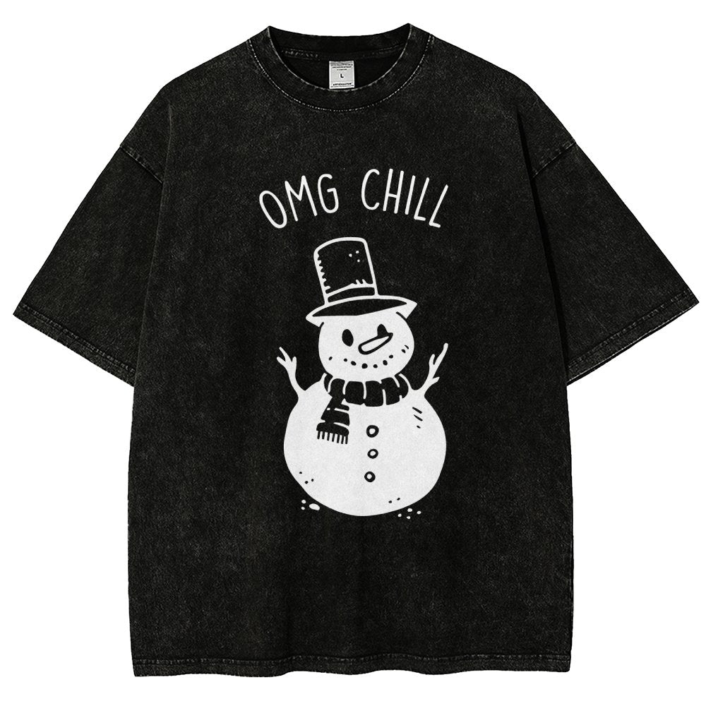OMG Chill Christmas Vintage Distressed T-shirt