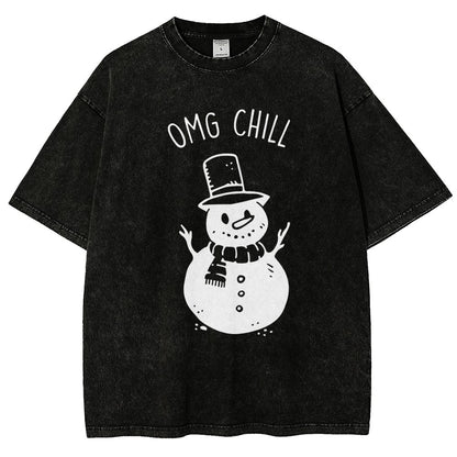 OMG Chill Christmas Vintage Distressed T-shirt