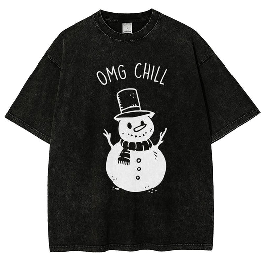 OMG Chill Christmas Vintage Distressed T-shirt