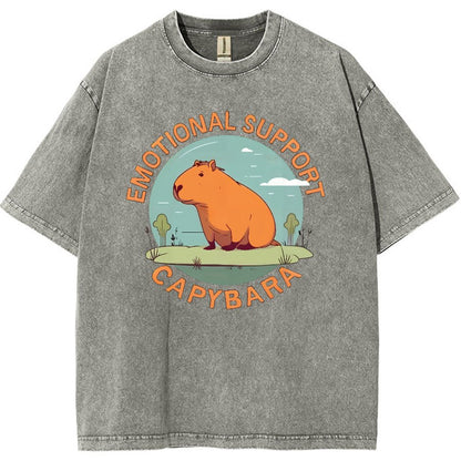Emotional Support Capybara Vintage Distressed T-shirt