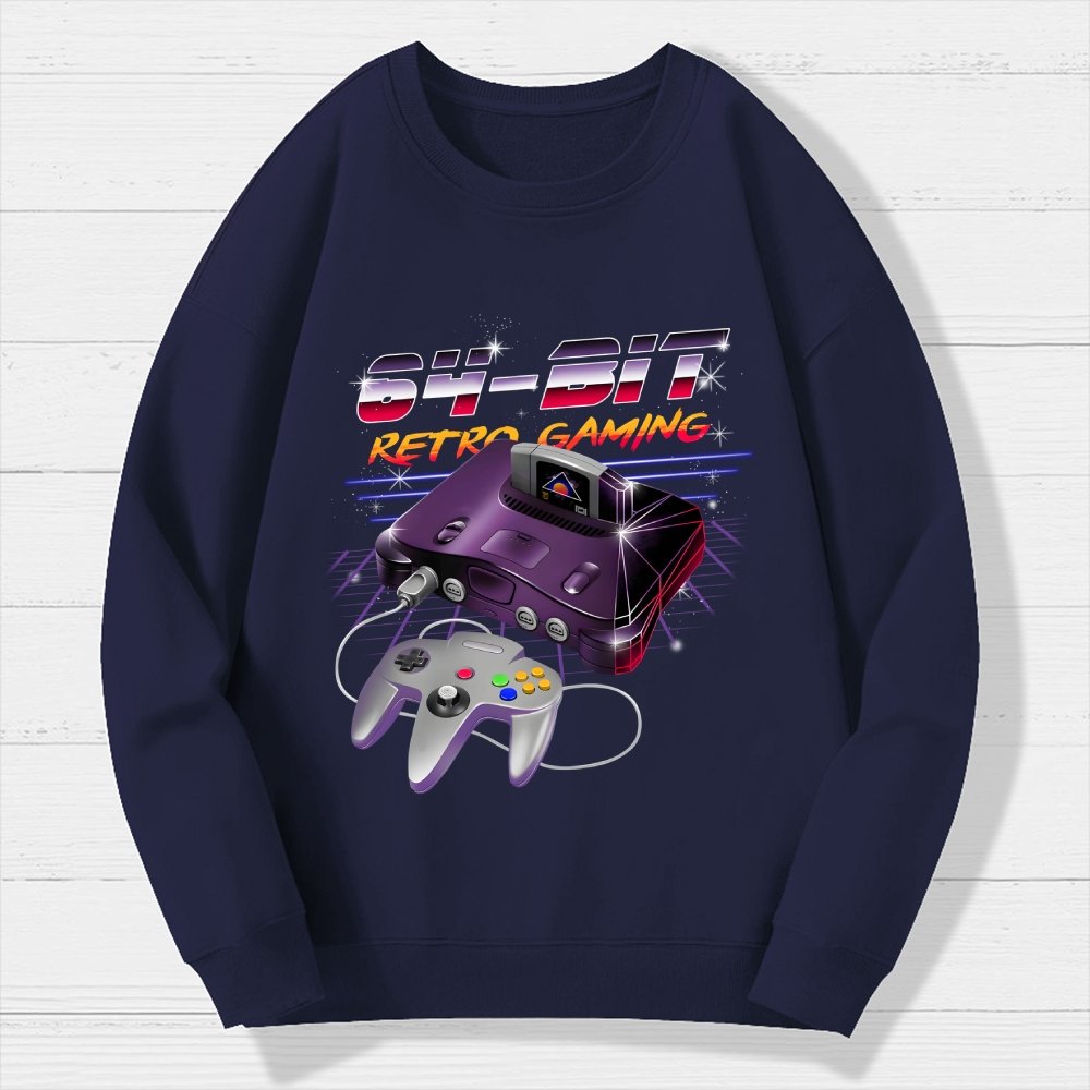 '64-Bit Retro Gaming Geek Cotton Sweatshirt