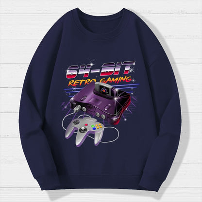 '64-Bit Retro Gaming Geek Cotton Sweatshirt