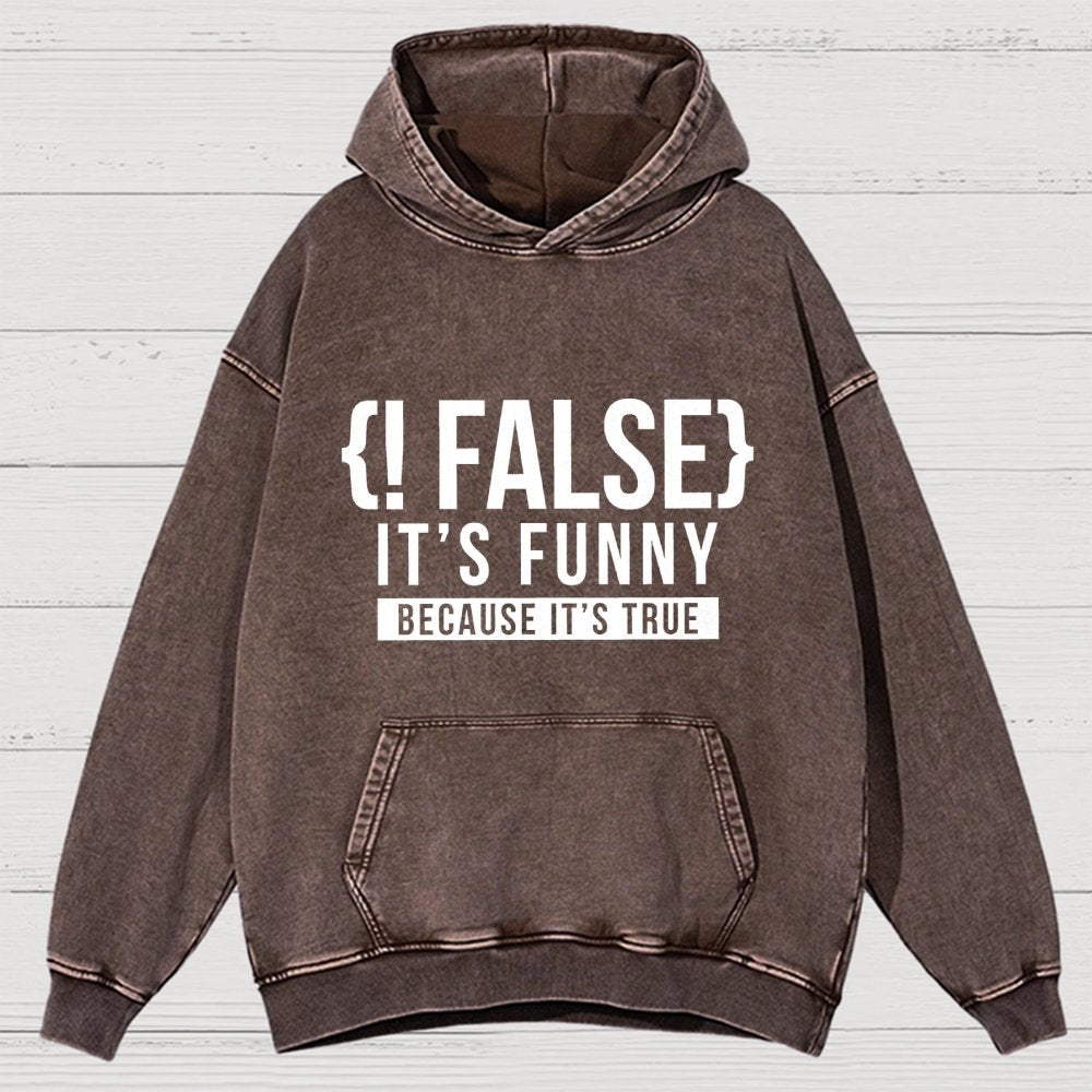 !False Programmer Coding Code Coder Vintage Distressed Hoodie