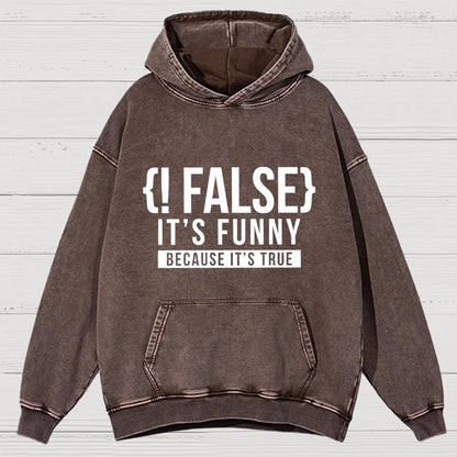 !False Programmer Coding Code Coder Vintage Distressed Hoodie