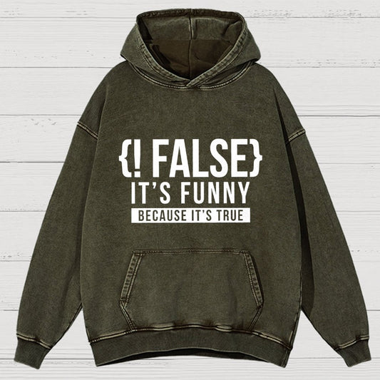 !False Programmer Coding Code Coder Vintage Distressed Hoodie