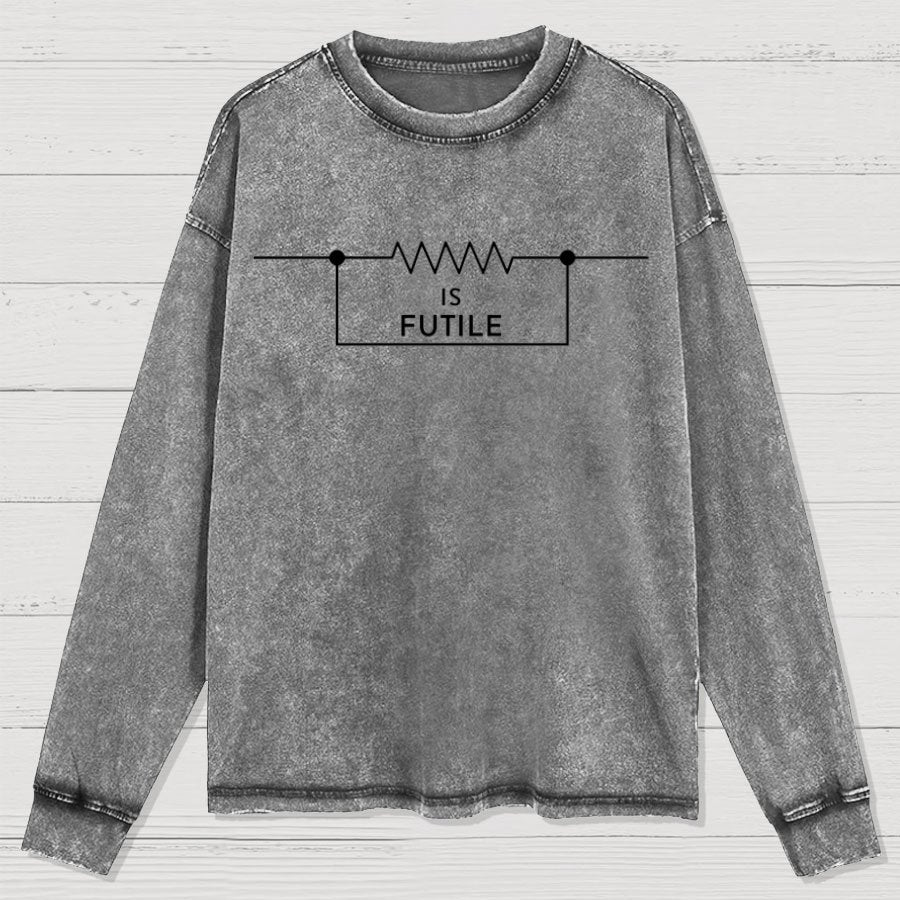 Funny Engineer Resistor Geek Science Washed Long Sleeve Tee