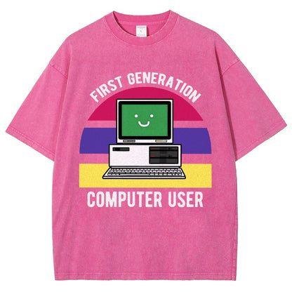 First Generation Computer User Vintage Distressed T-shirt