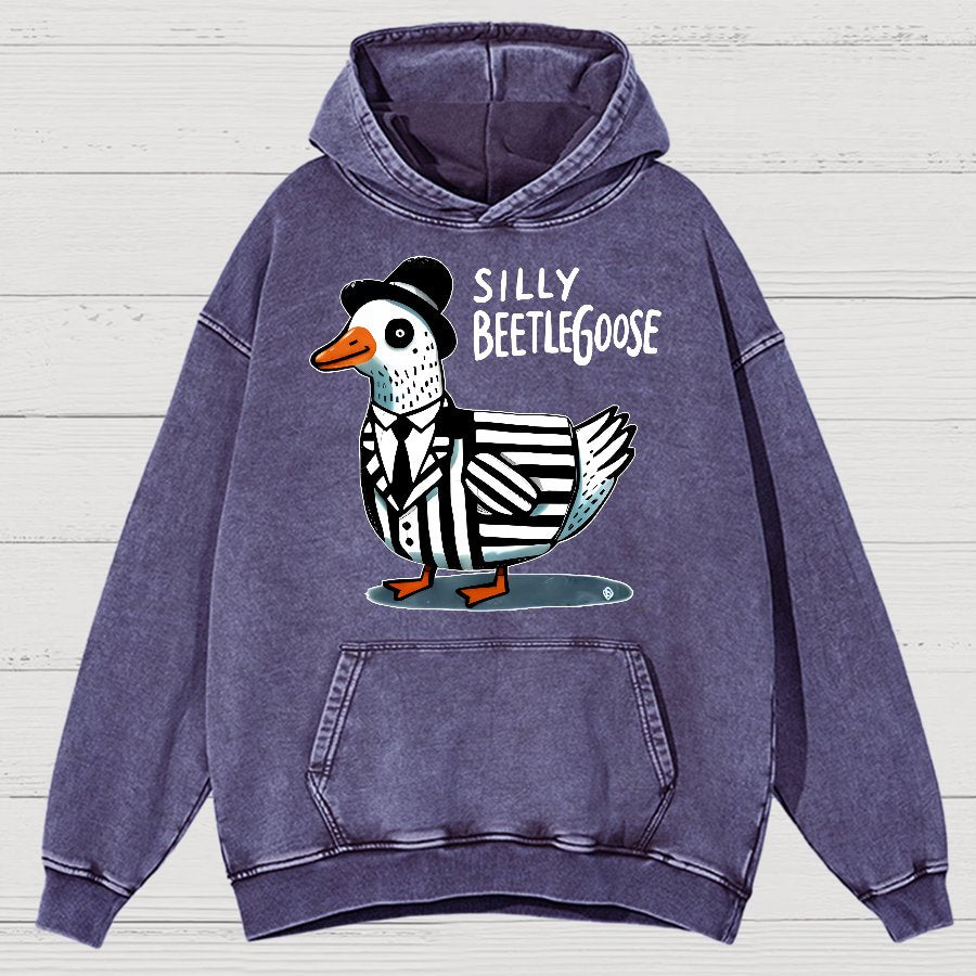 Beetle Goose Cotton Pullover Vintage Distressed Hoodie
