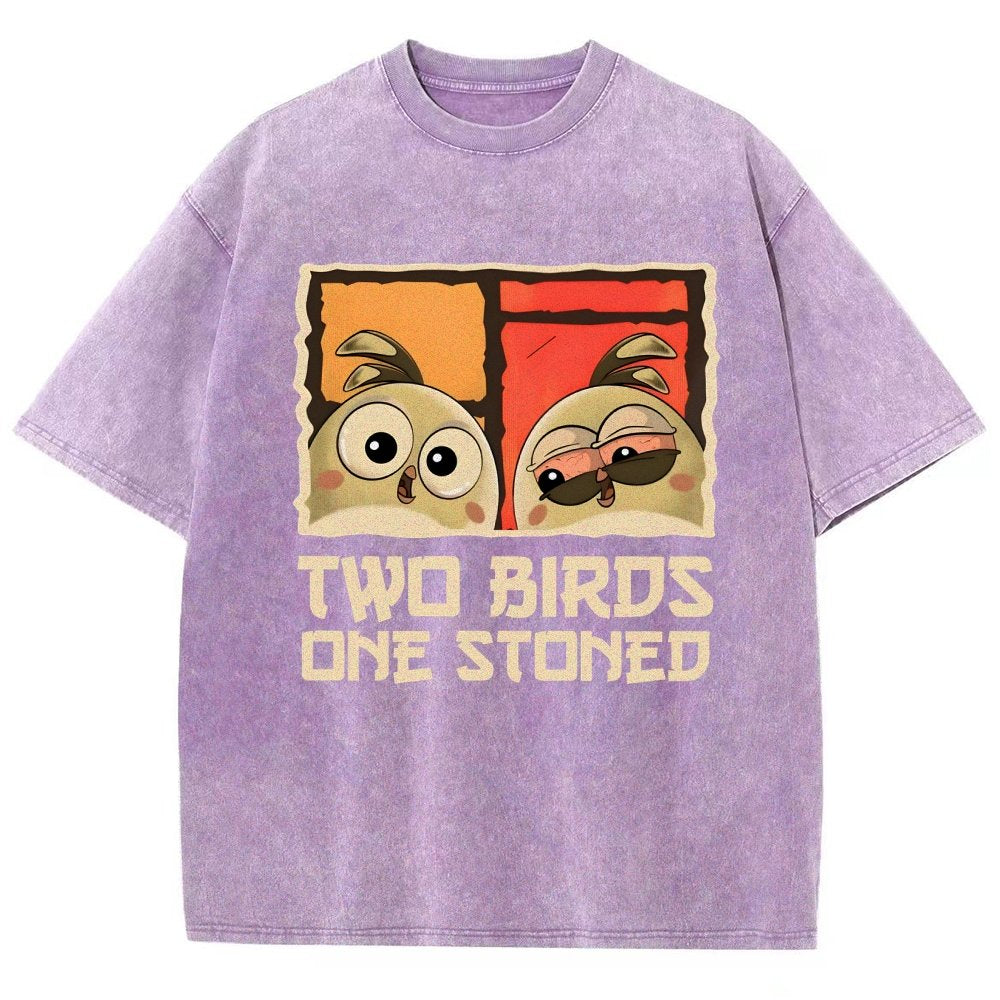 Two Birds One Stoned Vintage Distressed T-shirt