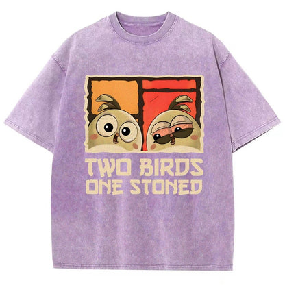 Two Birds One Stoned Vintage Distressed T-shirt