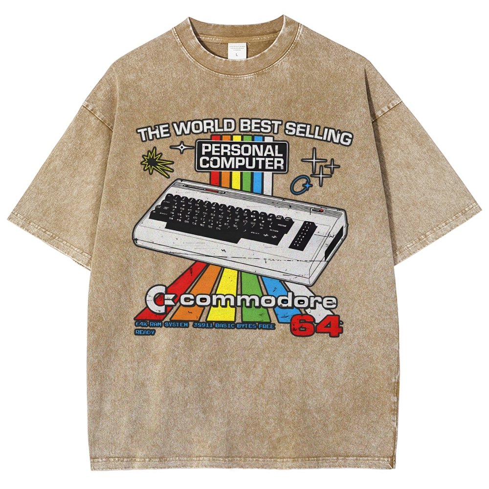 Retro Games Commodore 64 Personal Computer Vintage Distressed T-shirt