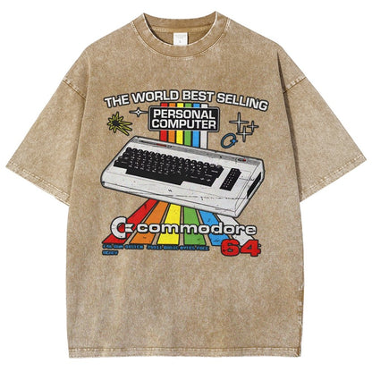 Retro Games Commodore 64 Personal Computer Vintage Distressed T-shirt
