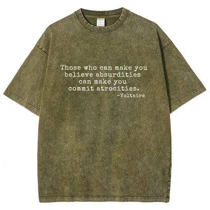 Voltaire Quote: Anti-Violence Politics Vintage Distressed T-shirt 2602000182