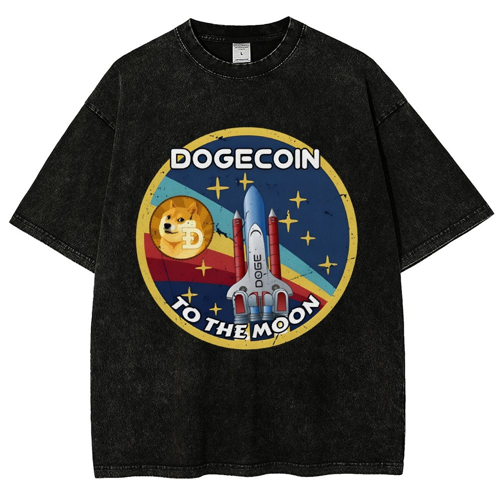 Dogecoin To The Moon DOGE Vintage Distressed T-shirt