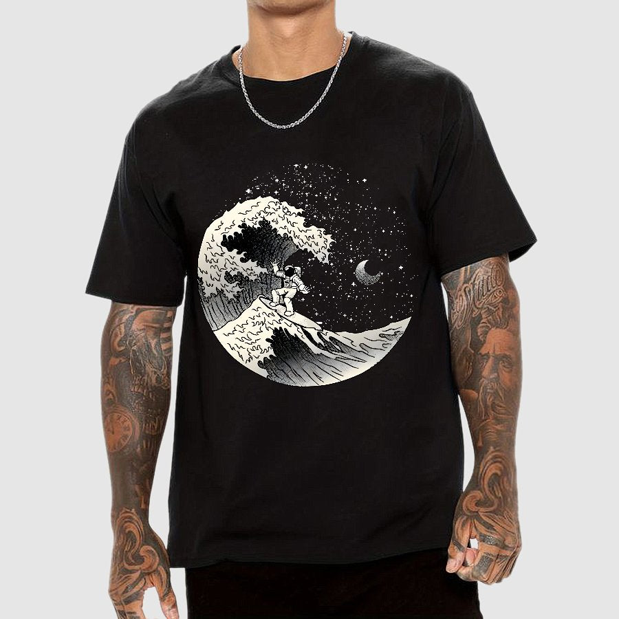 Astronaut Surfing Kanagawa Wave by Tobe Fonseca Geek T-Shirt