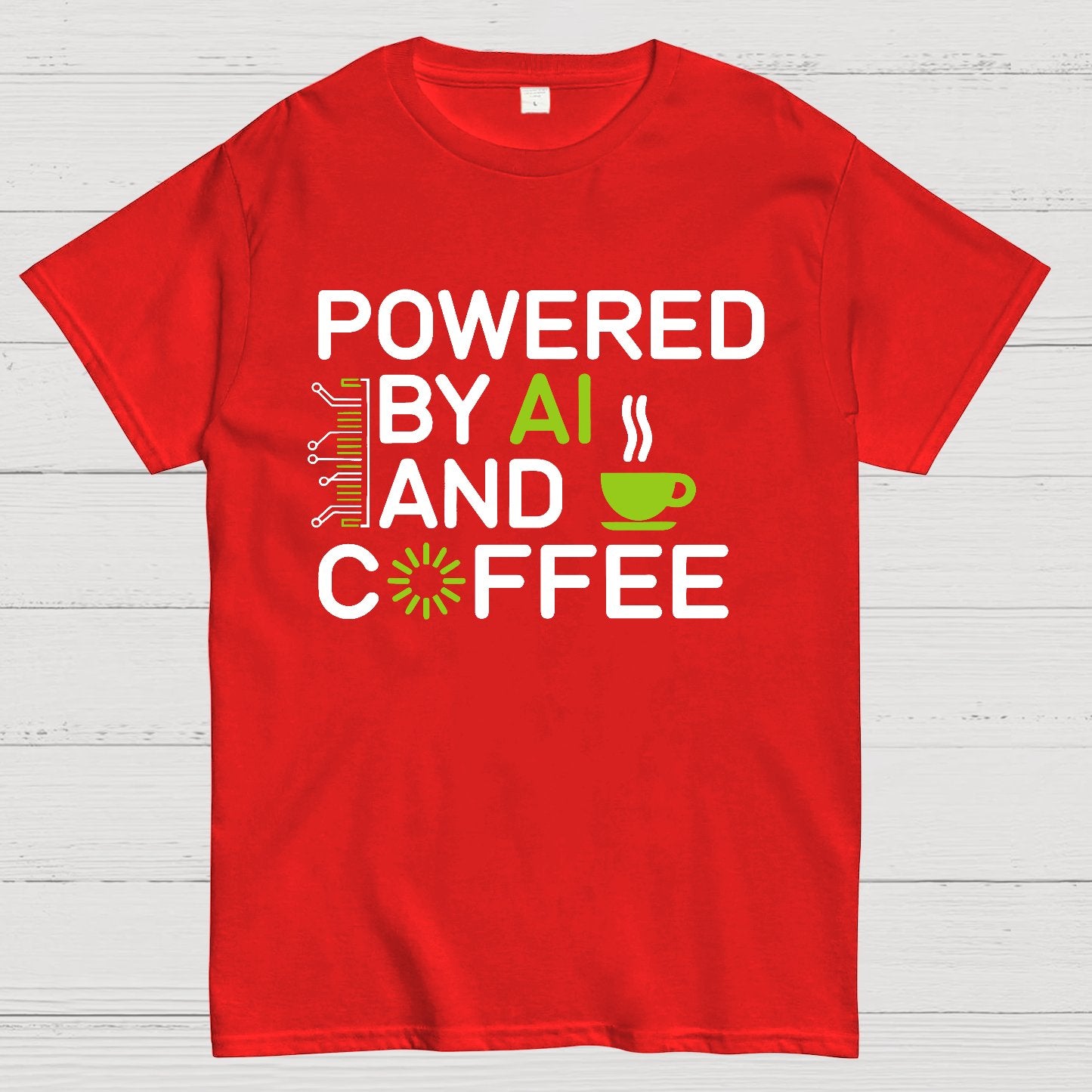 Powered By AI And Coffee Geek T-Shirt