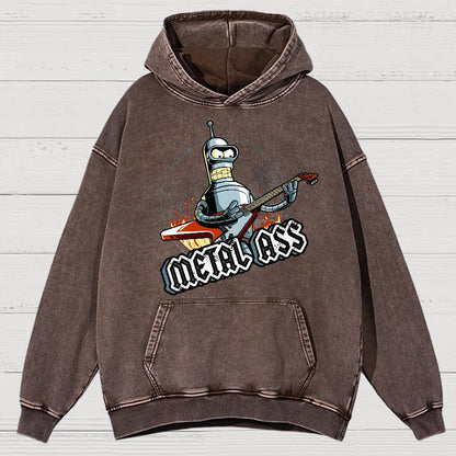Robot Metal Rock Vintage Distressed Hoodie