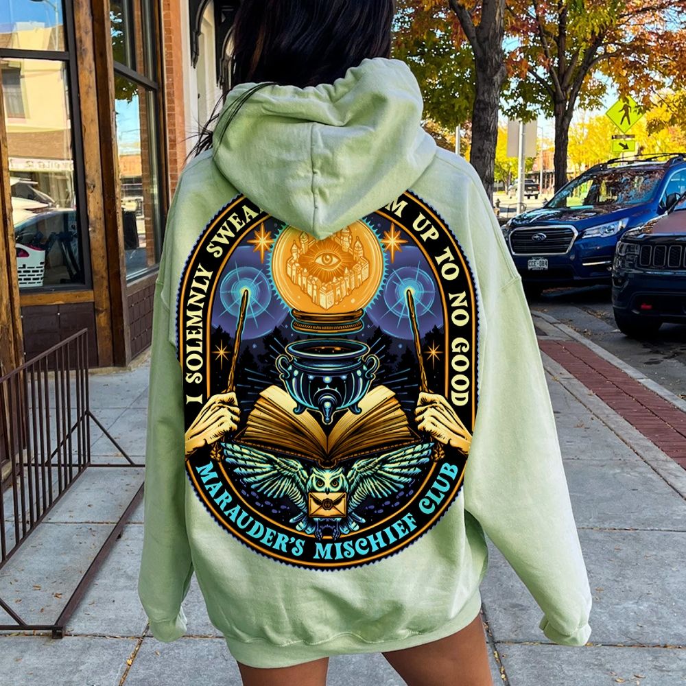 Mischief Club Printed Back Cotton Hoodie