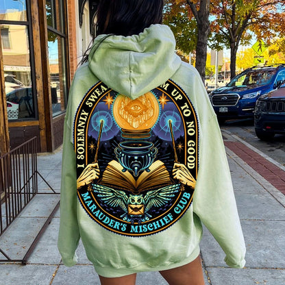 Mischief Club Printed Back Cotton Hoodie