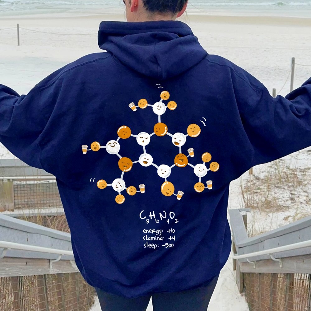 Caffeine Power Up Printed Back Unisex Cotton Hoodie