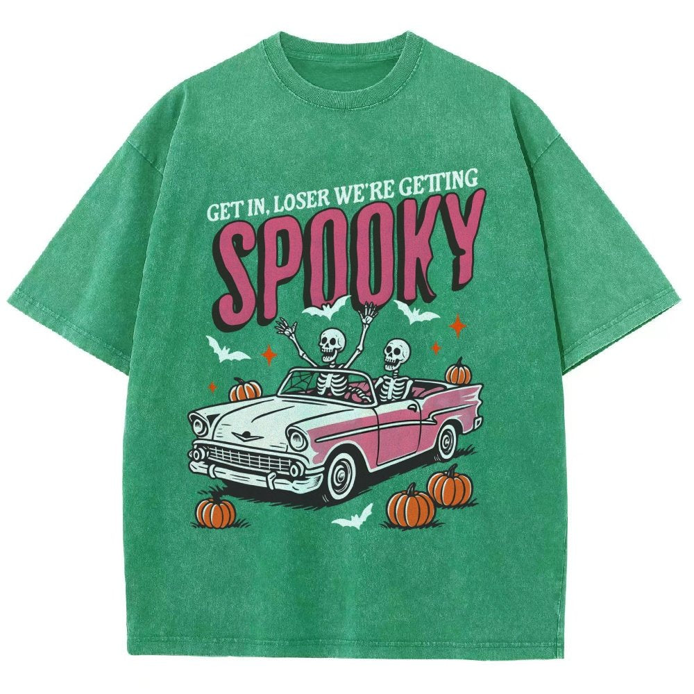 Get In Loser We're Getting Spooky Halloween Vintage Distressed T-shirt