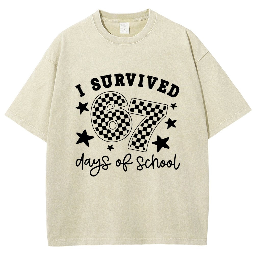I Survived 67 Days of School Vintage Distressed T-shirt