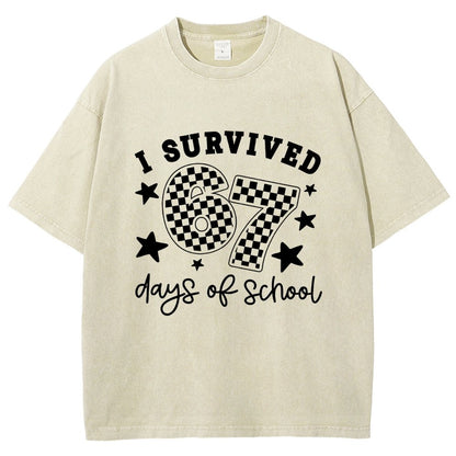 I Survived 67 Days of School Vintage Distressed T-shirt