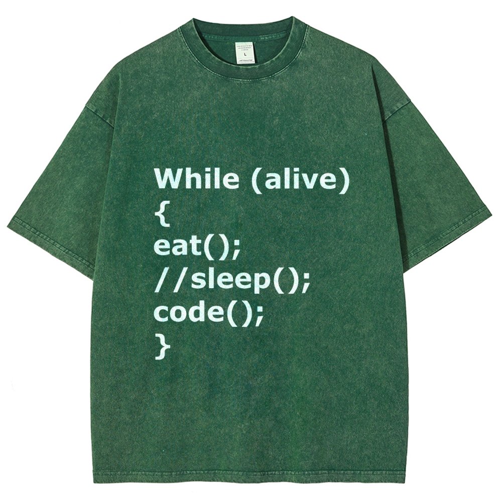 While Alive Eat No Sleep Code Vintage Distressed T-shirt
