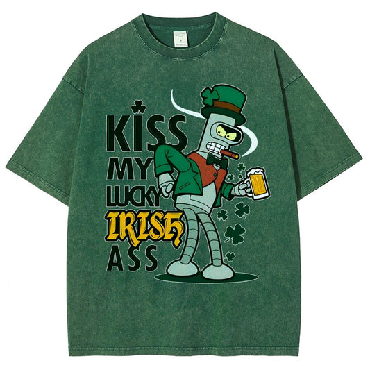 Kiss my Lucky Irish-St. Patrick's Day Vintage Distressed T-shirt