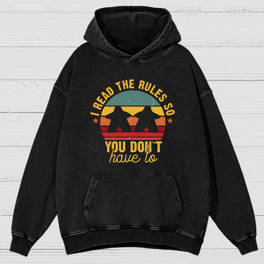 I Read The Rules So You Don't Have To ,Board Game Vintage Distressed Hoodie