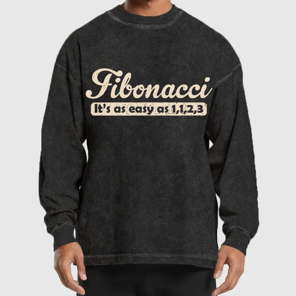 Fibonacci Funny Math Washed Long Sleeve Tee