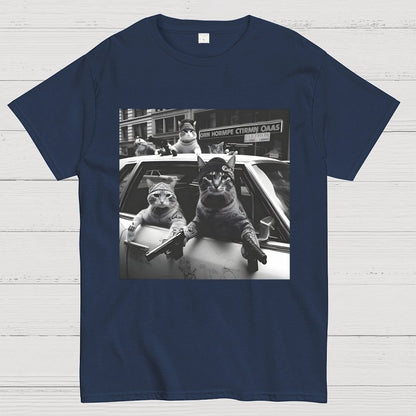 Funny Cat Gang Vintage Unisex Geek T-Shirt