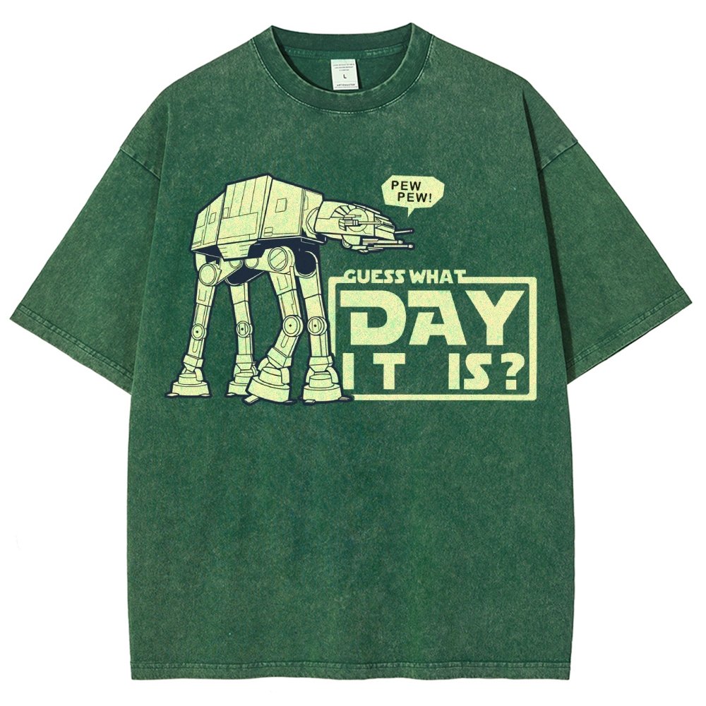 Pew Pew！Guess What Day It Is？ Vintage Distressed T-shirt