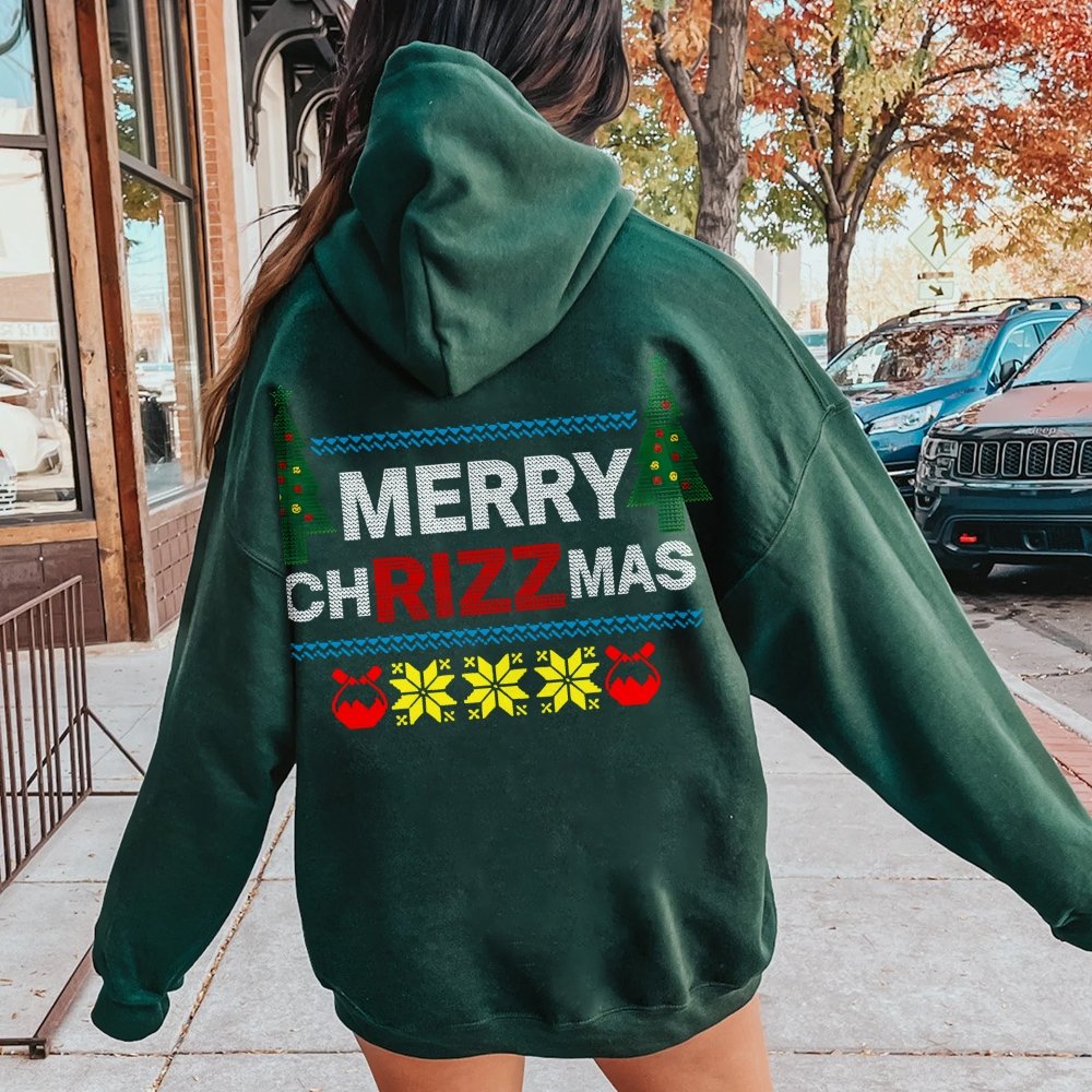 MERRY CHRIZZMAS Printed Back Unisex Cotton Hoodie