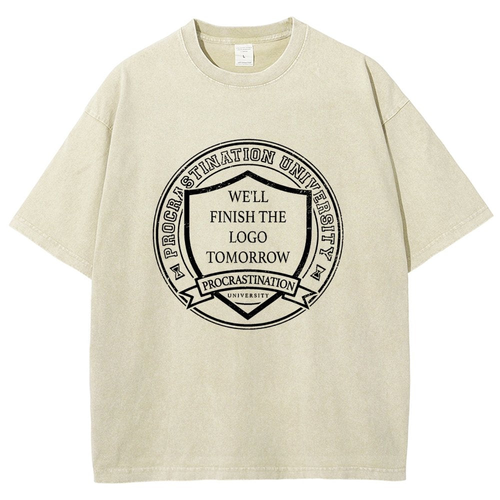 Procrastination University Logo Vintage Distressed T-shirt