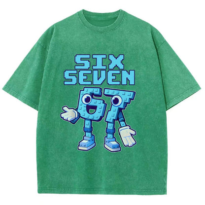 Six Seven Ice Cream Drip 67 Meme Gen Alpha Slang Vintage Distressed T-shirt
