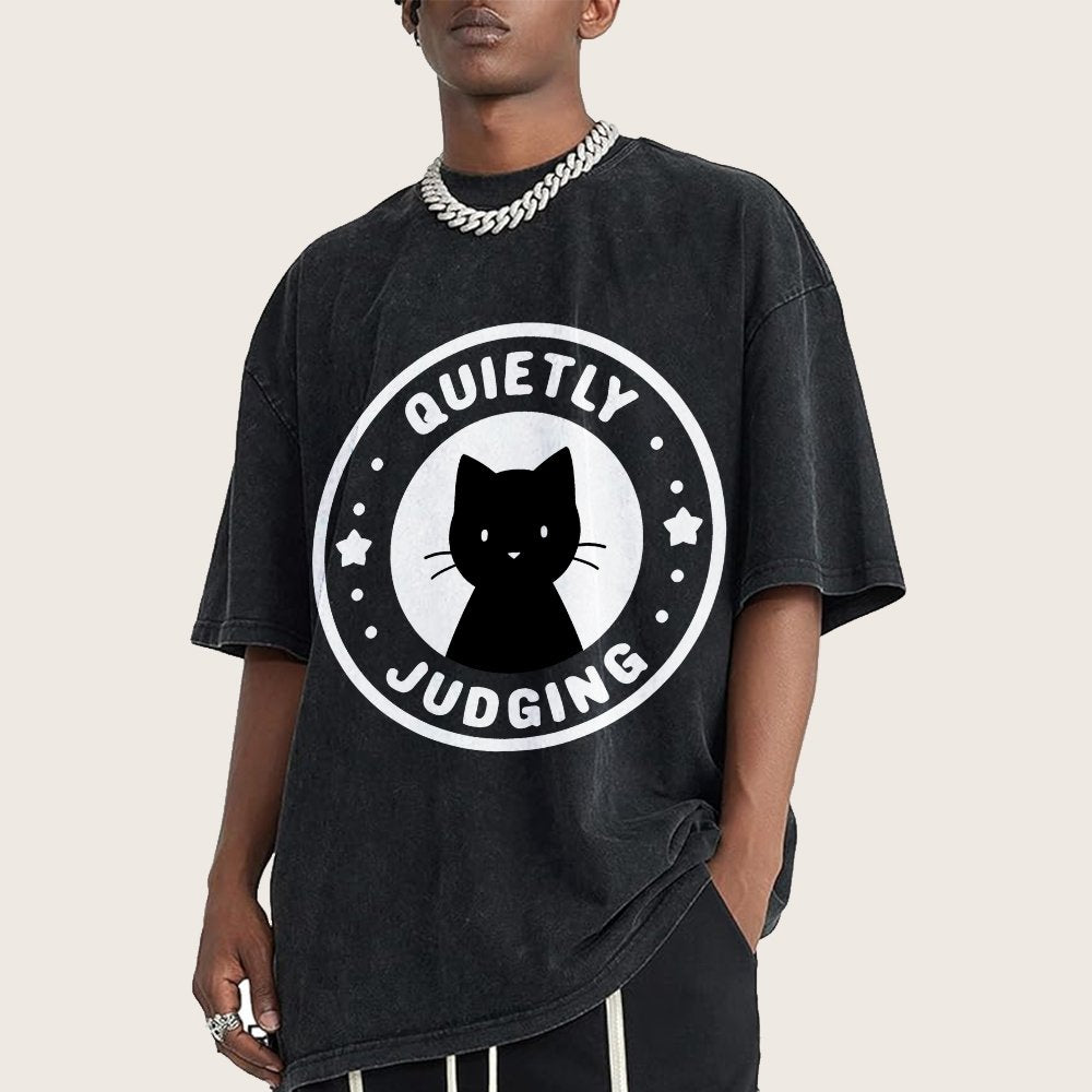 Quietly Judging Cat Vintage Distressed T-shirt