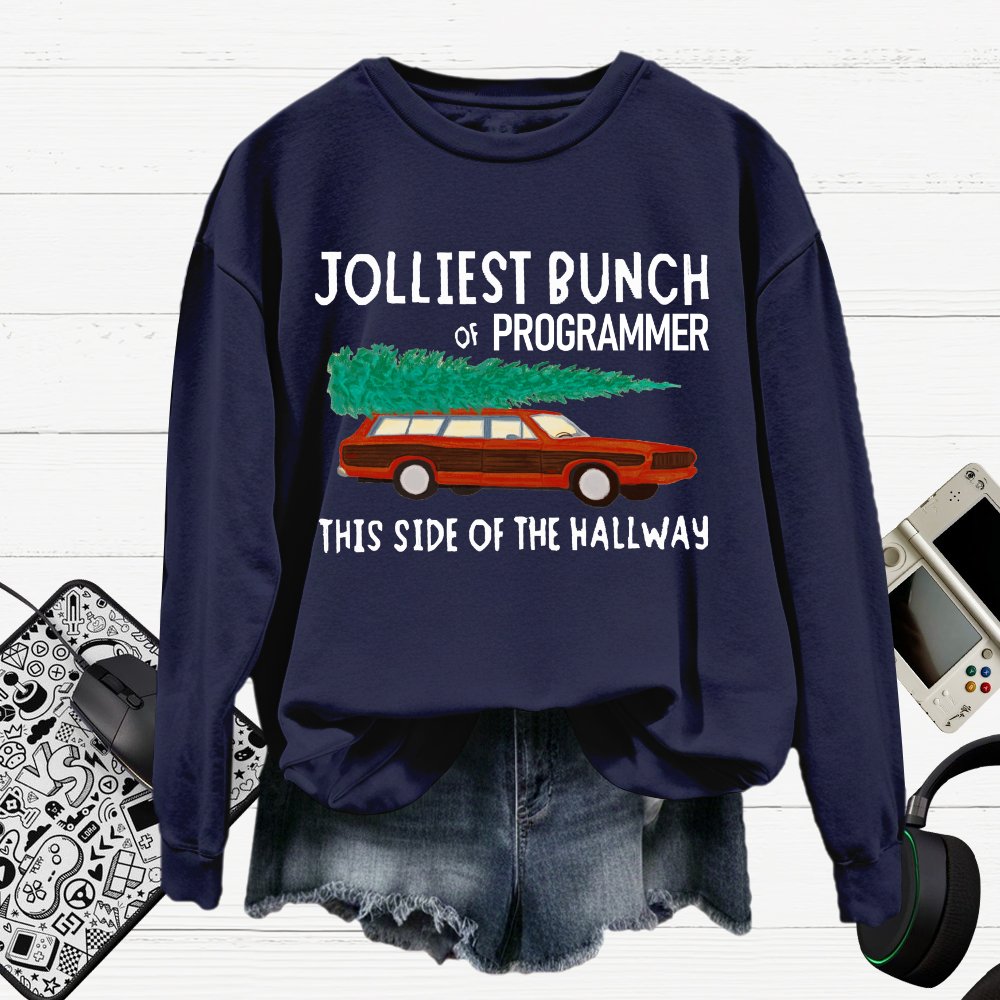 Jolliest Bunch Of Programmer Christmas Cotton Pullover Sweatshirt
