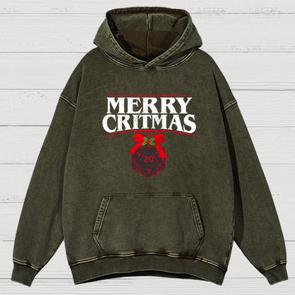 Merry Critmas D20 Holiday Vintage Distressed Hoodie