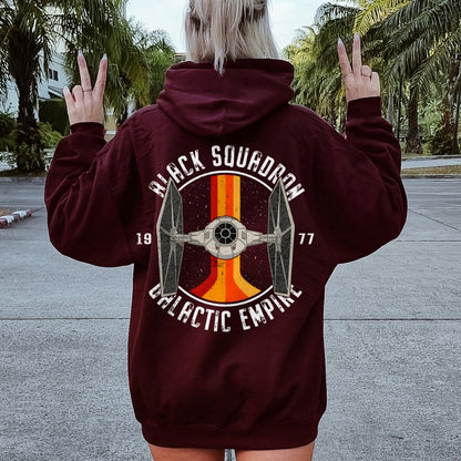 Vintage Squadron Printed Back Unisex Cotton Hoodie