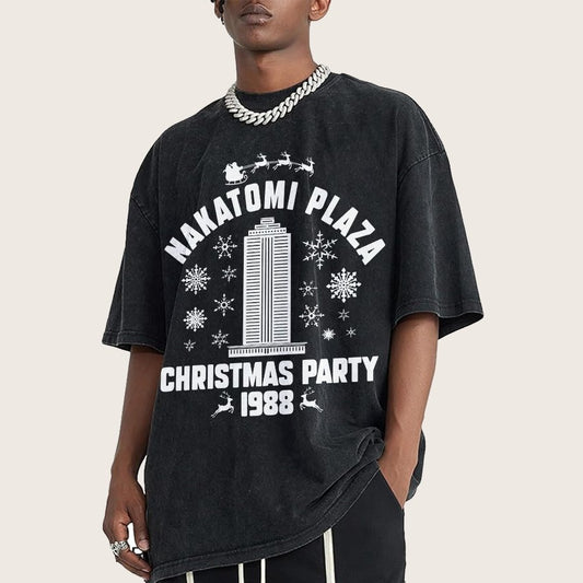 Nakatomi Christmas Party Vintage Distressed T-shirt