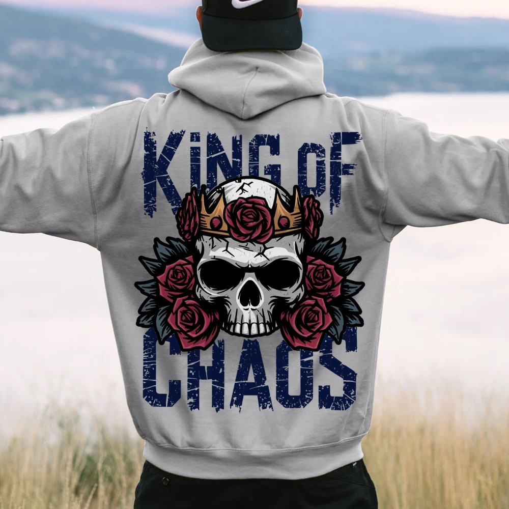 King Of Chaos Printed Back Cotton Hoodie