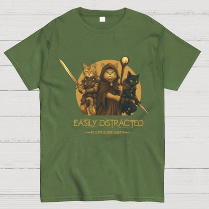Easily Distracted By Cats And Side Quests Geek T-Shirt