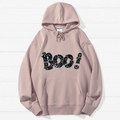 Boo - Funny Cute Ghost Typography Geek Cotton Hoodie