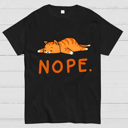 Nope Lazy Cat Geek T-Shirt