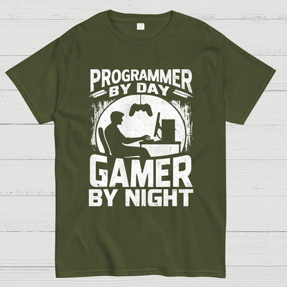 Programmer By Day Gamer By Night Computer Programming T-Shirt