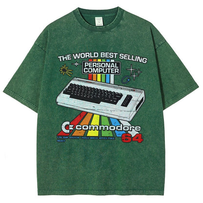 Retro Games Commodore 64 Personal Computer Vintage Distressed T-shirt