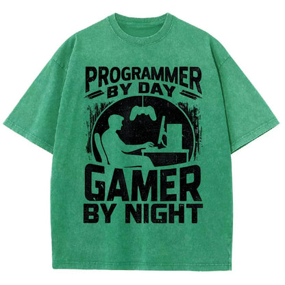 Programmer By Day Gamer By Night Computer Programming Vintage Distressed T-shirt